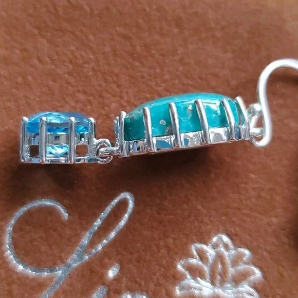 Campo Frio‎ Turquoise and Blue Topaz Sterling Silver French Hook Earrings